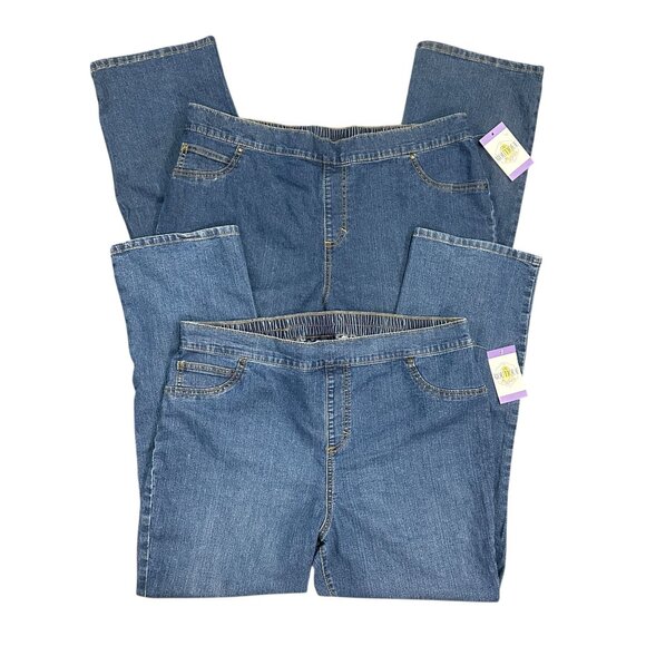 Catherines Timeless Fit Pull On Stretch Jeans (2) 1X Elastic Waist Normcore Mom - Picture 1 of 16